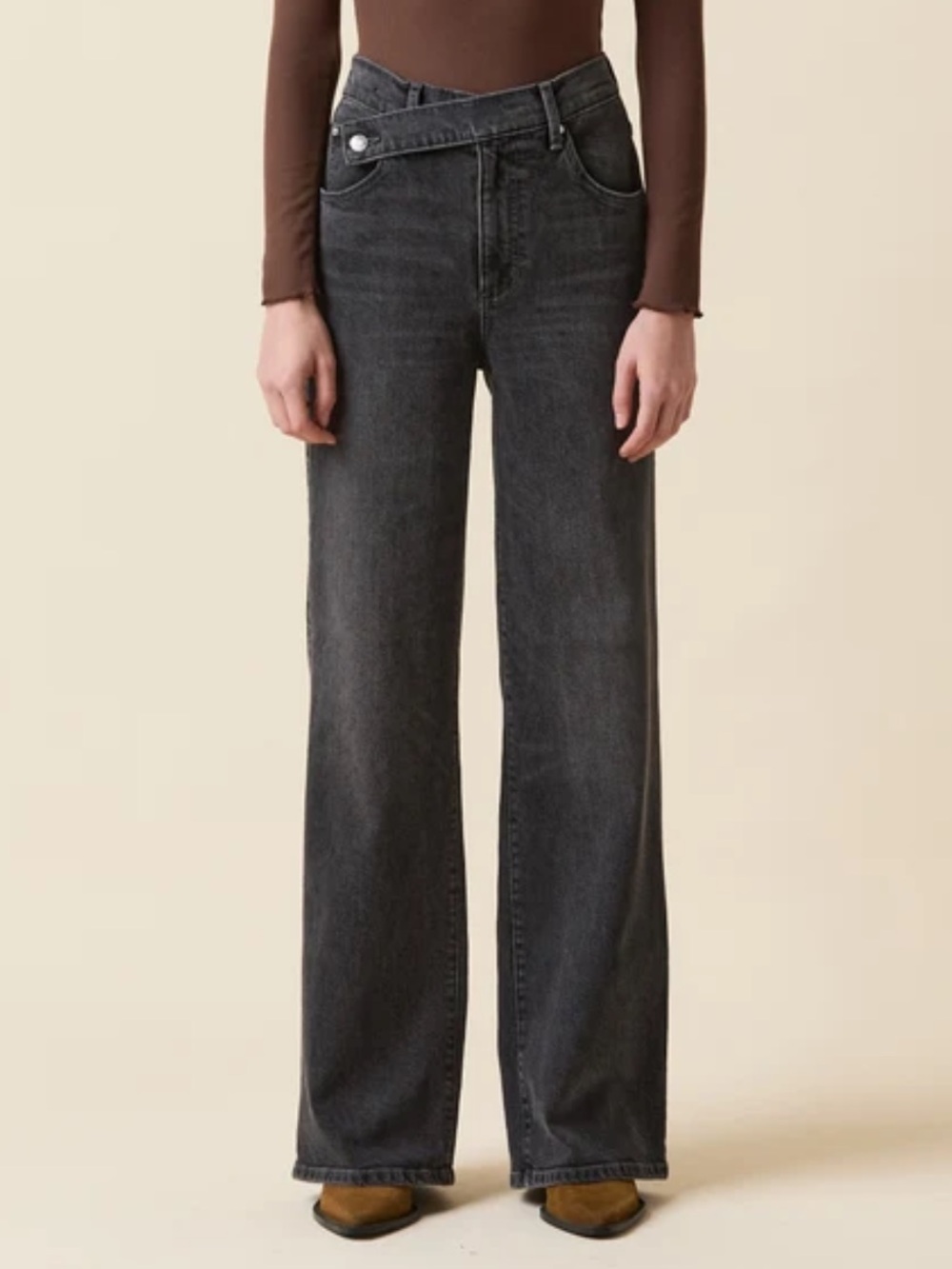 Le Jean High-Rise Wide-Leg Jeans — Black